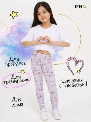 Лосины детские для девочки с принтом Аэробика-Сказка