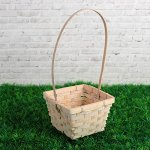 Корзина плетеная бамбук: D14X14/H9,5/HH32, белая