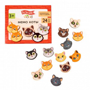 Игра настольная деревянная МЕМО "Коты" (24 фишки в коробке) Far far land wood