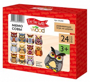 Игра настольная деревянная МЕМО "Совы" (24 фишки в коробке) Far far land wood
