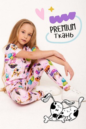Костюм детский летний для девочки футболка и леггинсы с принтом Golubitskaya