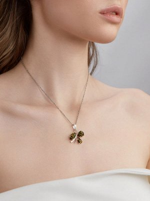 Изящный кулон из натурального сверкающего зеленого янтаря «Магнолия»