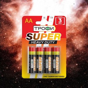 Батарейки пальчиковые AA (R6) ТРОФИ SUPER HEAVY DUTY Zinc 1.5V (4 шт.)