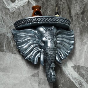 Сувенир "Индийский Слон" консоль состаренное серебро 40*38 см