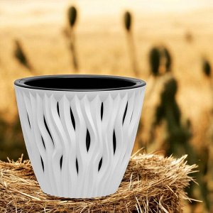 Горшок для цветов "Вдохновение" 5,7 л., цвет белый/чёрный, с вкладкой (уцененный товар)
