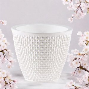 Горшок для цветов "Ротанг" 1,6 л., цвет белый/белый, с вкладкой