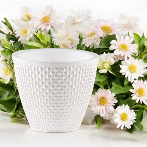 Горшок для цветов "Ротанг" 1,6 л., цвет белый/белый, с вкладкой