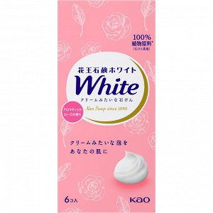 KAO "White" Увлажняющее кусковое крем - мыло для тела с ароматом белой розы, 6шт по 85гр