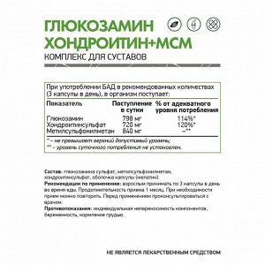 Глюкозамин Хондроитин МСМ / Glucosamine Chondroitin MSM / комплексный препарат,120 капс.