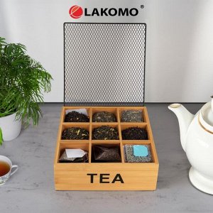 Бокс для хранения чая (бамбук) 24,2х24х8,5см
