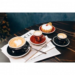 Кофейная пара Magistro Coffee time, чашка 180 мл, блюдце d=14.5 см, фарфор, красная