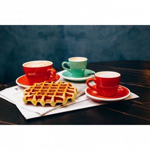 Кофейная пара Magistro Coffee time, чашка 80 мл, блюдце d=12.5 см, фарфор, красная