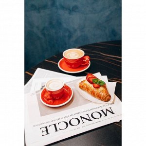 Кофейная пара Magistro Coffee time, чашка 80 мл, блюдце d=12.5 см, фарфор, красная