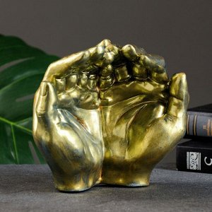 Подставка для мелочей «Ладони», гипс под состаренное золото, 15x16x7 см