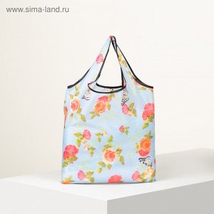 Сумка складная без молнии, с карабином, цвет голубой