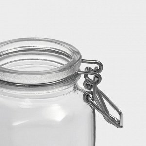 Банка для сыпучих продуктов Доляна «Грани», 100 мл, 6*7*8 см, с бугельным замком, стекло, прозрачная