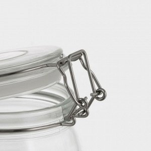 Банка для сыпучих продуктов Доляна «Сердце», 580 мл, 10.5*10 см, с бугельным замком, стекло, прозрачная