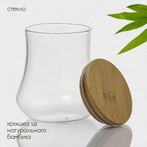 Банка для сыпучих продуктов BellaTenero «Эко», 500 мл, 10*11 см, с бамбуковой крышкой, стекло, прозрачная