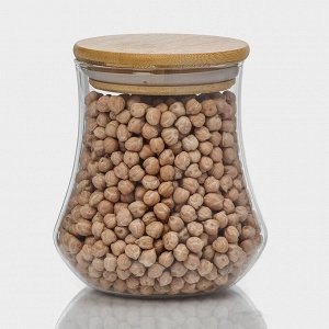 Банка для сыпучих продуктов BellaTenero «Эко», 500 мл, 10*11 см, с бамбуковой крышкой, стекло, прозрачная
