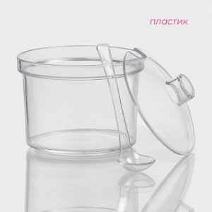 Сахарница с ложкой Доляна, 400 мл, 10,5*10,5*10 см, цвет прозрачный