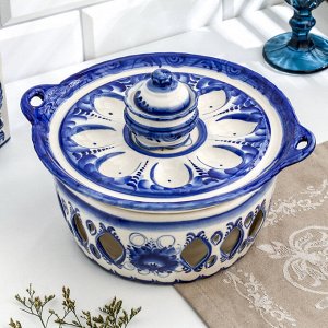 Подставка гжель «Куличница», бело-синий,керамика, 25 см,