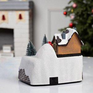 Светодиодная фигура «Поезд и снеговик» 20x20x16 см, полистоун, батарейки ААх3 (не в комплекте), USB, свечение тёплый белый
