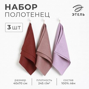 Набор полотенец кухонный Этель Freedom 40?70-3 шт., 100% лён, МИКС