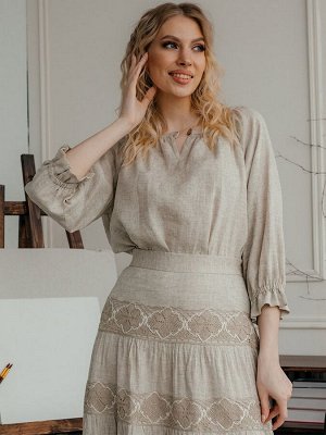Блузка Лён 56%,  хлопок 44%