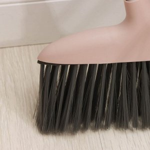 Щётка для пола Доляна, совок 25x23 см, щётка 29x84 см, металлическая ручка 77 см, розовая