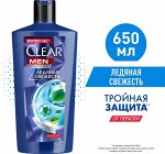 Шампунь мужской от перхоти Ледяная свежесть с ментолом Clear Men 650 мл