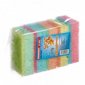 Губка для посуды по 5шт МАКСИ [GLOSS] КОМФОРТ 9,0*5,3*2,5см