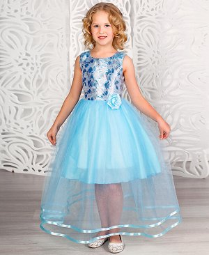 Голубое нарядное платье для девочки 82881-ДН18