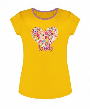 Желтая футболка для девочки 80441-ДЛ17