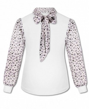 Белая блузка для девочки с шифоном 80925-ДШ19