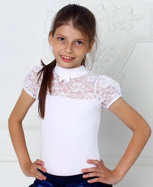 Белая школьная блузка для девочки 59933-ДШ19