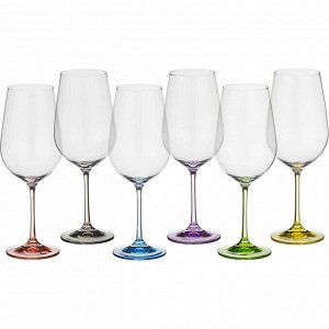Набор бокалов для вина из 6 шт. "rainbow" 550 мл высота=24,5 см (кор=8набор.)