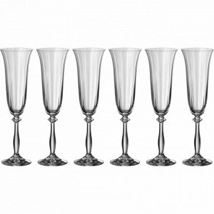 Набор бокалов для шампанского из 6 шт. "анжела оптик" 190 мл высота=24 см (кор=8набор.)