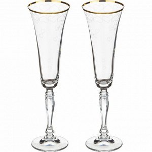 Набор бокалов для шампанского из 2 шт."love" 180 мл. высота=25 см.