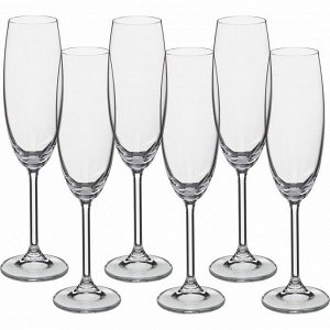 Набор бокалов для шампанского из 6 шт. "gastro/colibri" 220 мл высота=24 см (кор=8набор.)