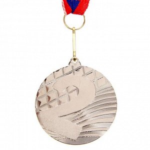 Медаль призовая серебро 048, d=5 см, 2 место, с лентой