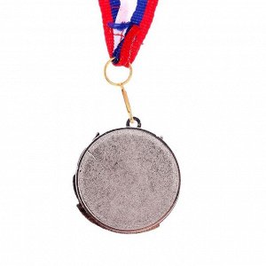 Медаль призовая серебро 071, 2 место, с лентой, 4.3x4.6 см