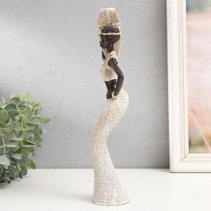 Фигурка полистоун «Африканка с плетёным кувшином», 28x11x5.5 см