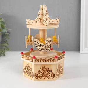 Сувенир музыкальный механический «Фигурка карусель: мишка в лодочке», дерево, 10x11.5x18.5 см