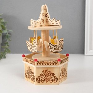 Сувенир музыкальный механический «Фигурка карусель: мишка в лодочке», дерево, 10x11.5x18.5 см