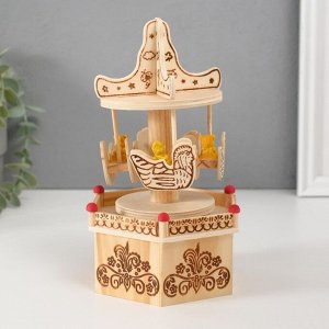 Сувенир музыкальный механический «Фигурка карусель: мишка в лодочке», дерево, 10x11.5x18.5 см
