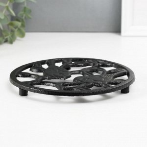 Фигурка чугун, подставка под горячее «Птички в листьях», 15.6x15.6x1.5 см