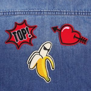 Набор термоаппликаций «Банан, TOP, сердце», 3шт, разноцветный