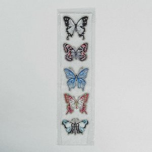 Термоаппликация со стразами "Бабочки", 5*5см, 5шт на листе, цвет ассорти