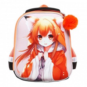 Рюкзак каркасный, 35x26x13, Seventeen, девочка EVA, чёрный/оранжевый