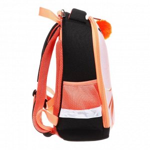 Рюкзак каркасный, 35x26x13, Seventeen, девочка EVA, чёрный/оранжевый